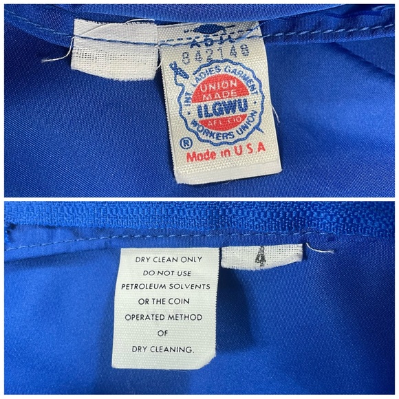 🔥Vintage ILGWU 1980s Blue Gown Ruffled Tiered Mermaid Dress Women Size 4 - Picture 12 of 17